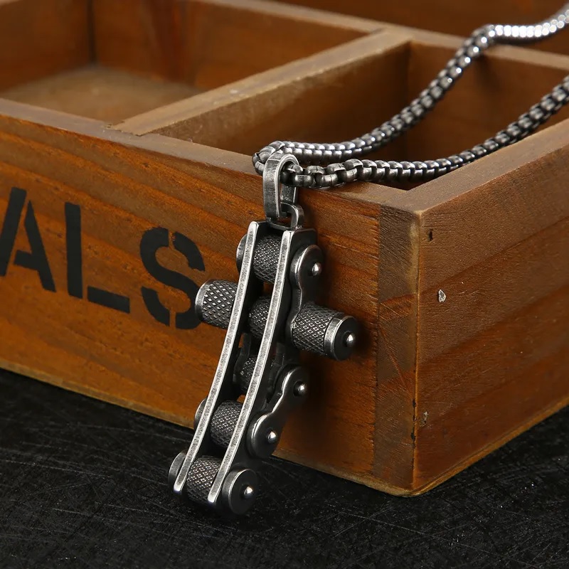 Chain Cross Necklace - Black/Silver