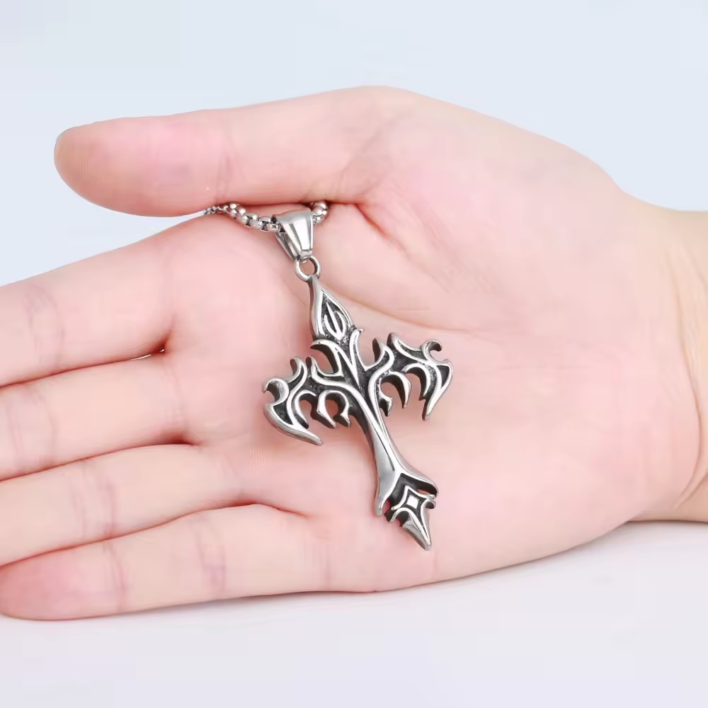 FL-33480 Cross Necklace - Silver