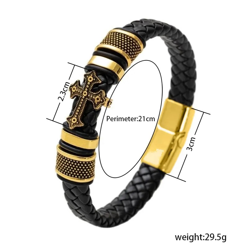 GA-33432 Cross Bracelet - Black / Gold