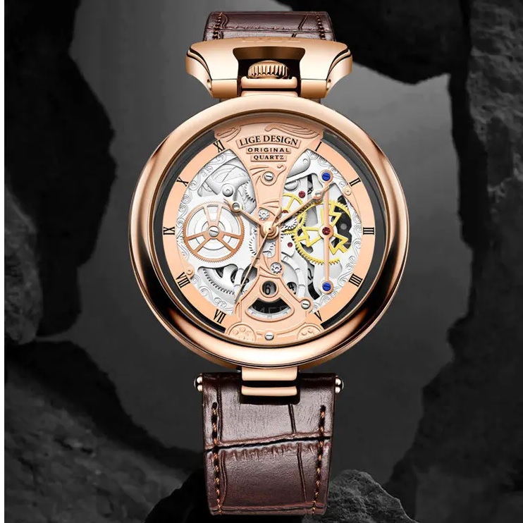 LIGE HA-29524 watch - Brown/Gold Pink