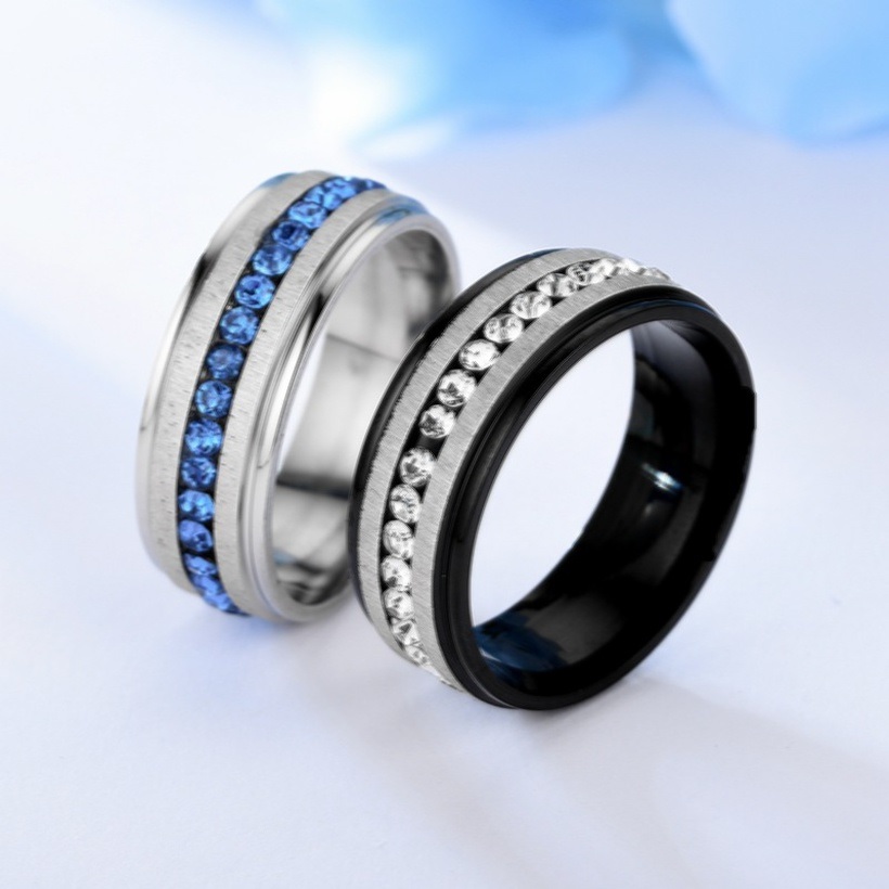 NO-17172 Ring - Silver / Blue / 69mm