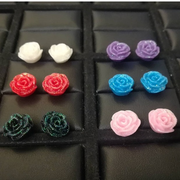 Roses Stud Earrings-White