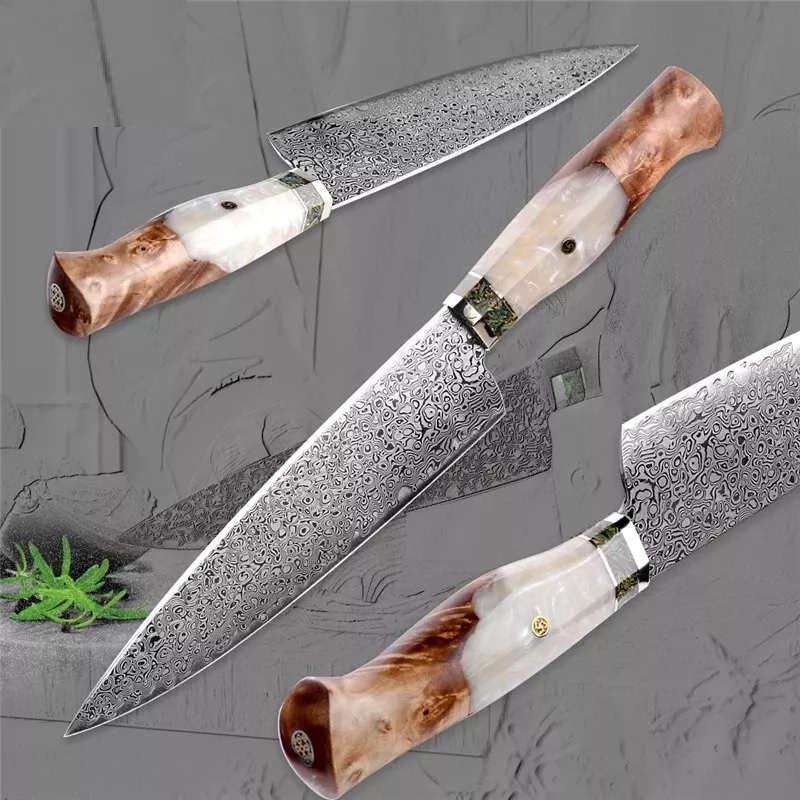 SA-20107 Damascus Kitchen Knife - Chef/Blue
