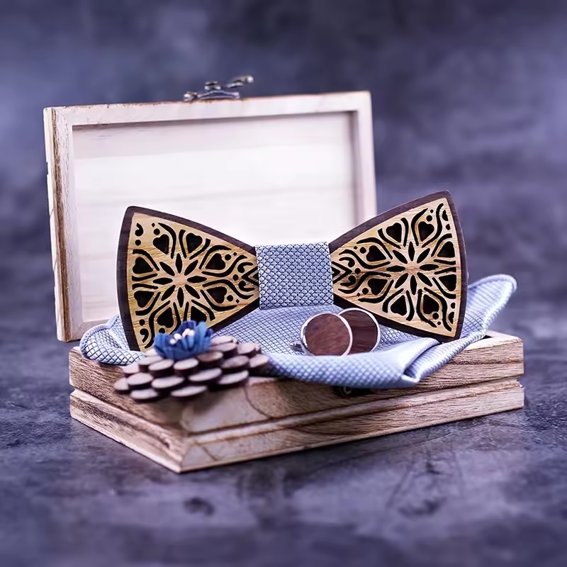 Bow tie set with Brooch - Brown