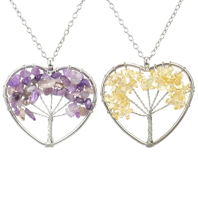 Tree Heart Necklace - Orange