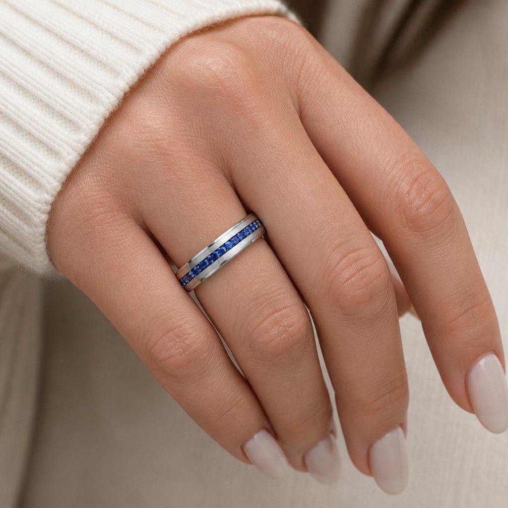 NO-17172 Ring - Silver / Blue / 69mm
