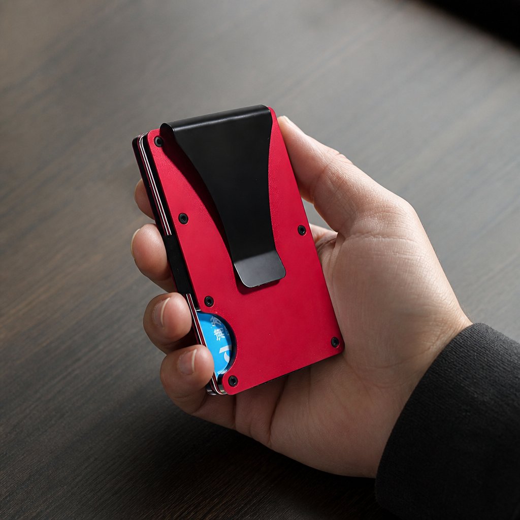 Metal case for cards - Red
