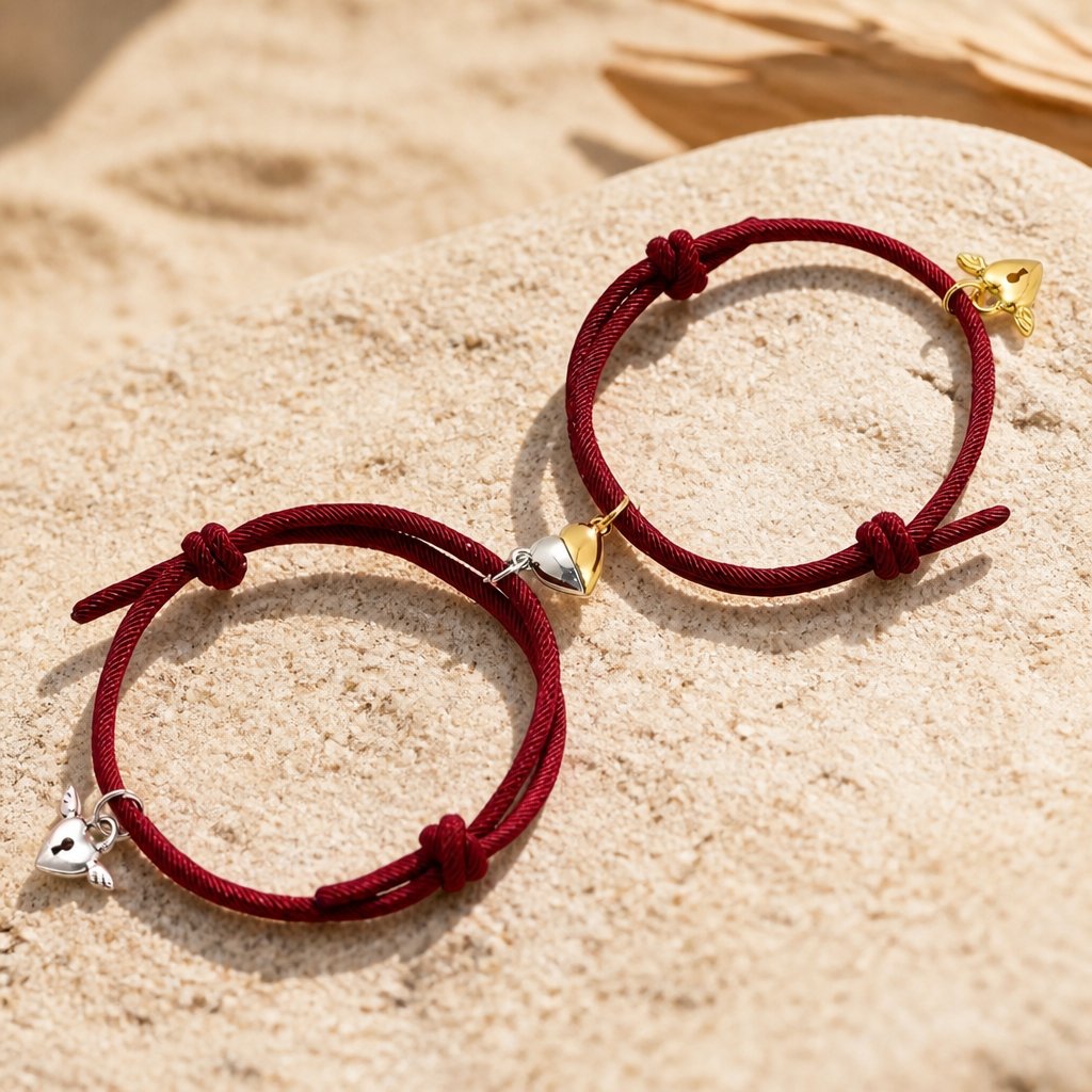 Heart Magnet Bracelets - Burgundy