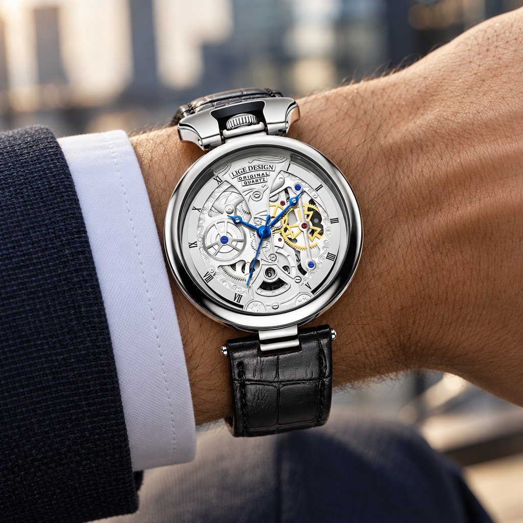 LIGE HA-29527 Watch - Black/Silver/White