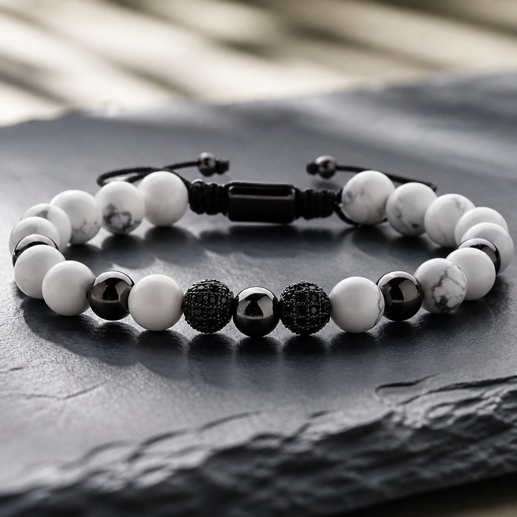ER-34436 Bracelet - White / Black