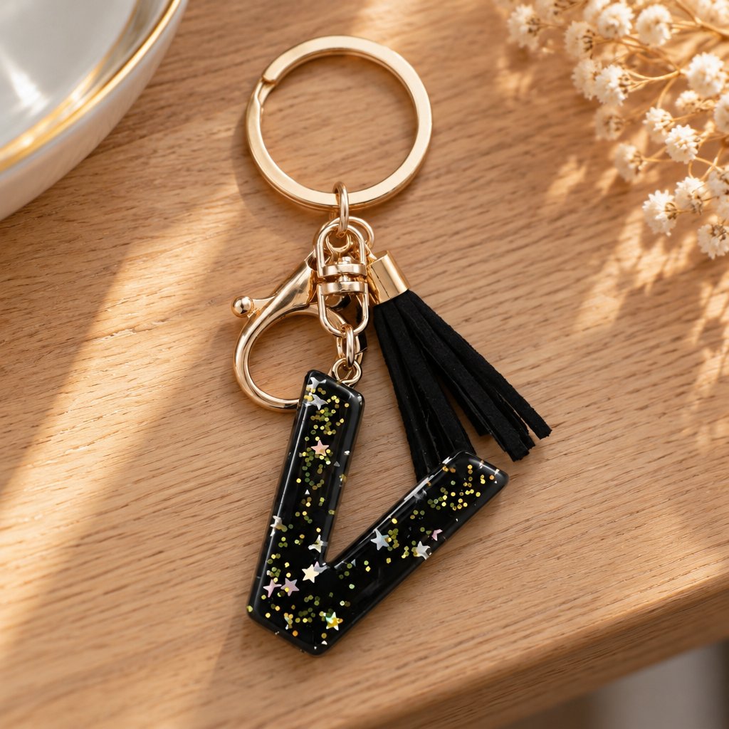 Alphabet Keychain - V / Black